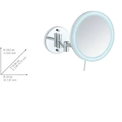 LED-Spiegel 'Power-Loc Aura' chromfarben 5-fach Vergrößerung