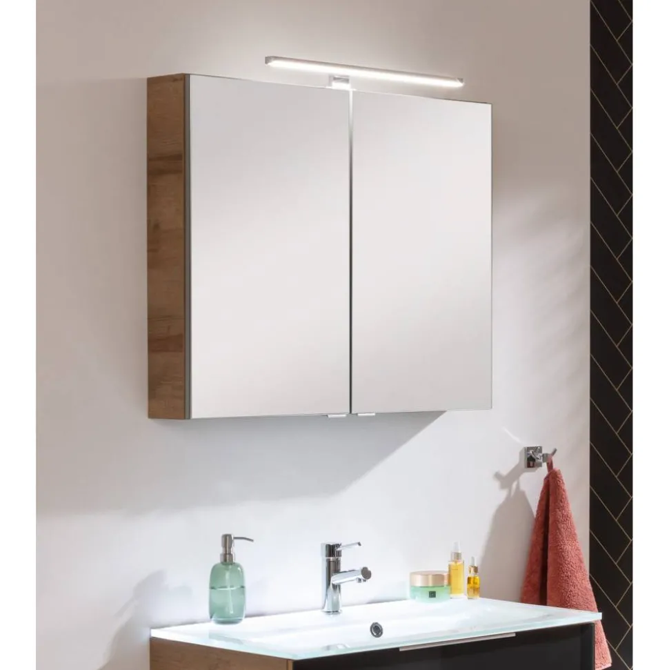 LED-Spiegelschrank 'B.Brillant' braun 80 x 68 x 15,8 cm