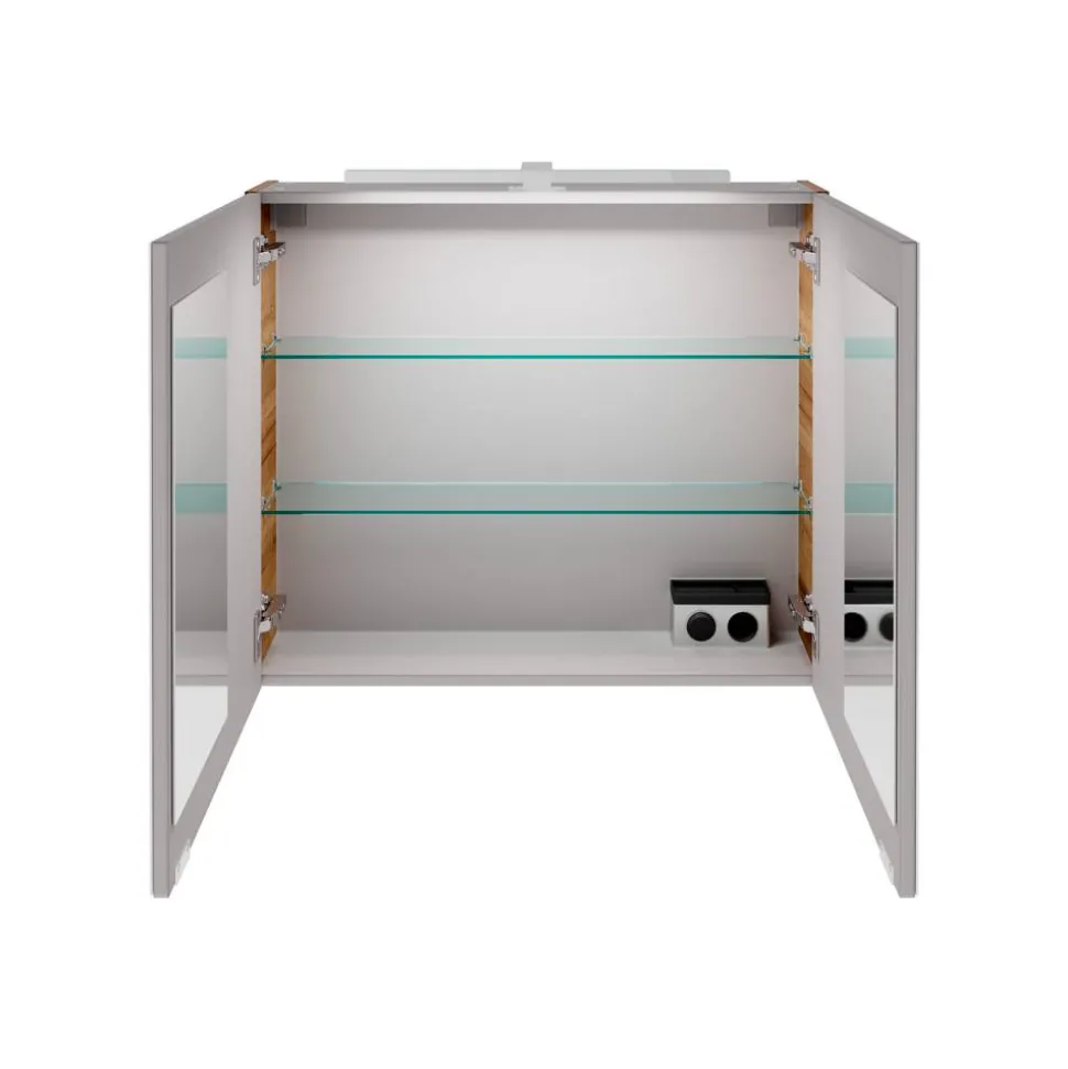 LED-Spiegelschrank 'B.Brillant' braun 80 x 68 x 15,8 cm