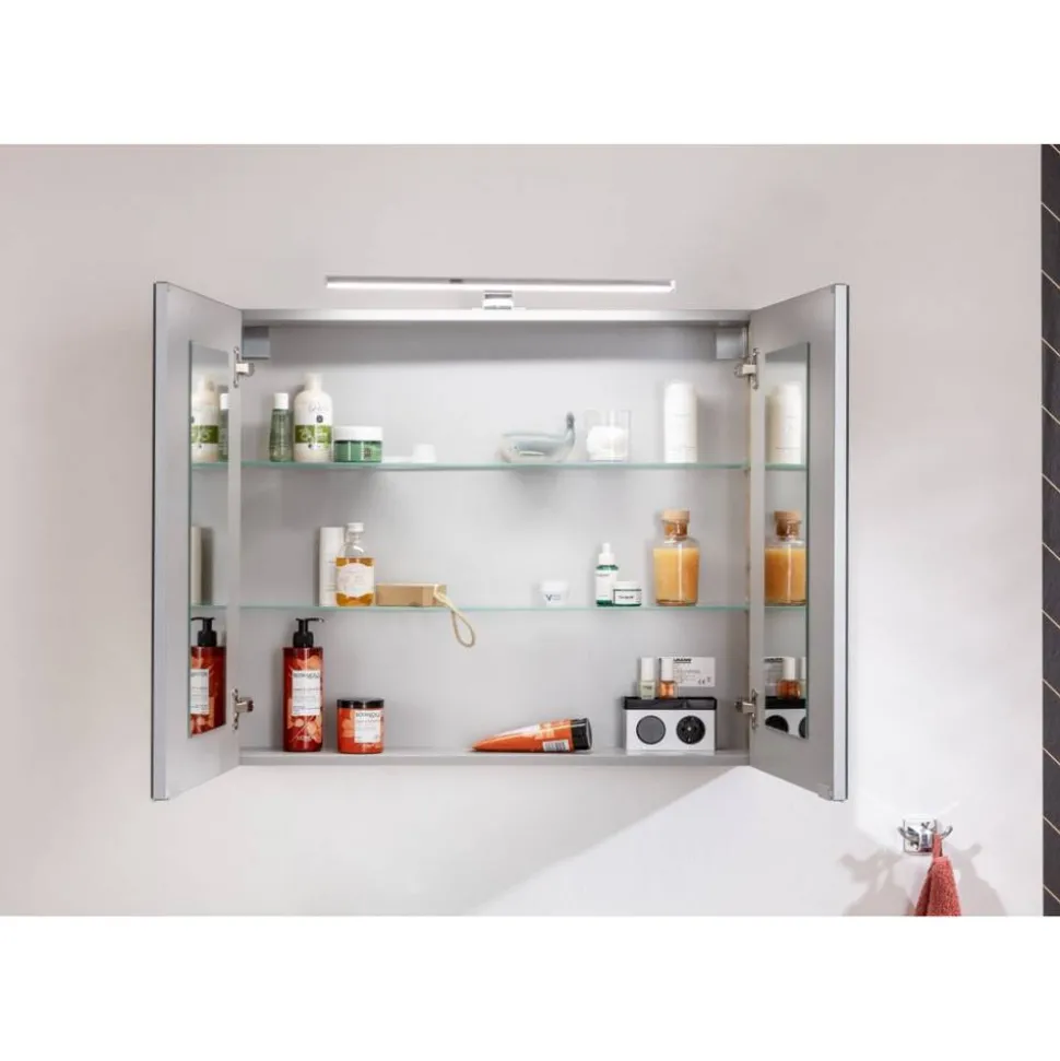 LED-Spiegelschrank 'B.Brillant' braun 80 x 68 x 15,8 cm