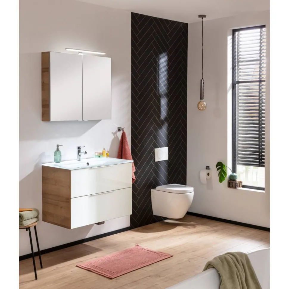 LED-Spiegelschrank 'B.Brillant' braun 80 x 68 x 15,8 cm