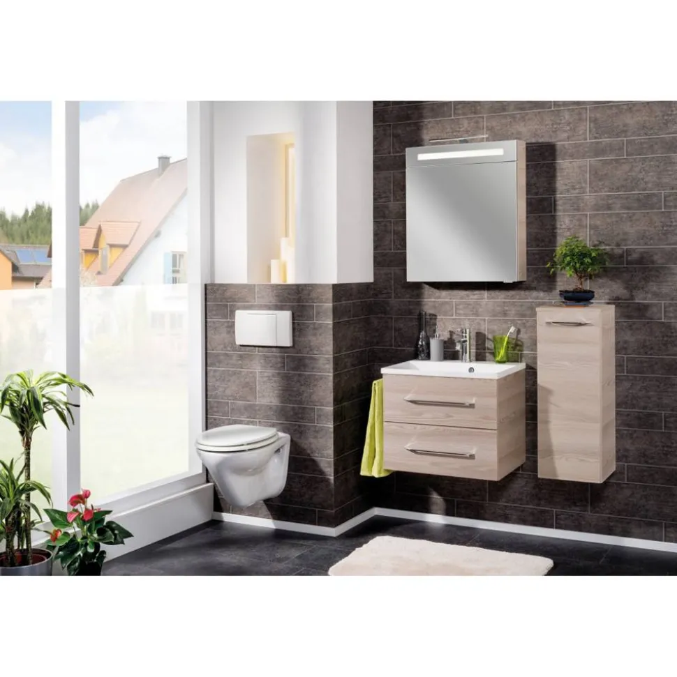 LED-Spiegelschrank 'B.Clever' braun 60 x 70,6 x 15,8 cm