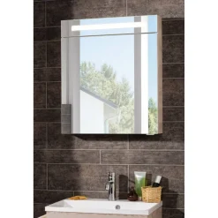LED-Spiegelschrank 'B.Clever' braun 60 x 70,6 x 15,8 cm