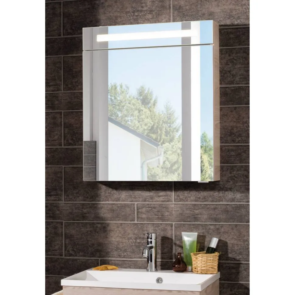 LED-Spiegelschrank 'B.Clever' braun 60 x 70,6 x 15,8 cm