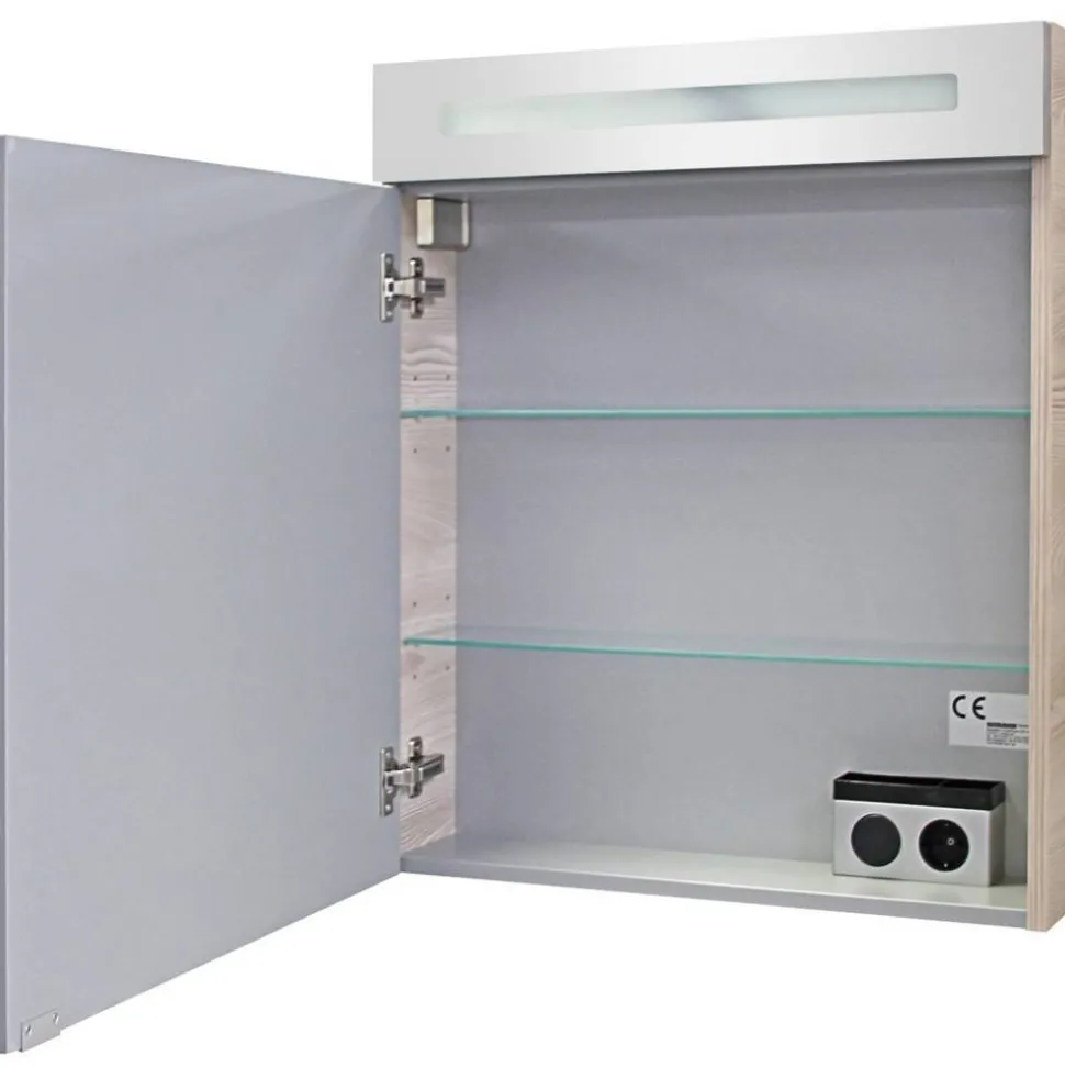 LED-Spiegelschrank 'B.Clever' braun 60 x 70,6 x 15,8 cm