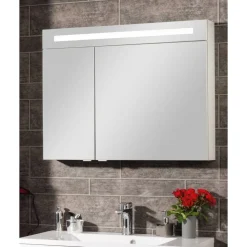 LED-Spiegelschrank 'B.Clever' weiß 90 x 70,6 x 15,8 cm