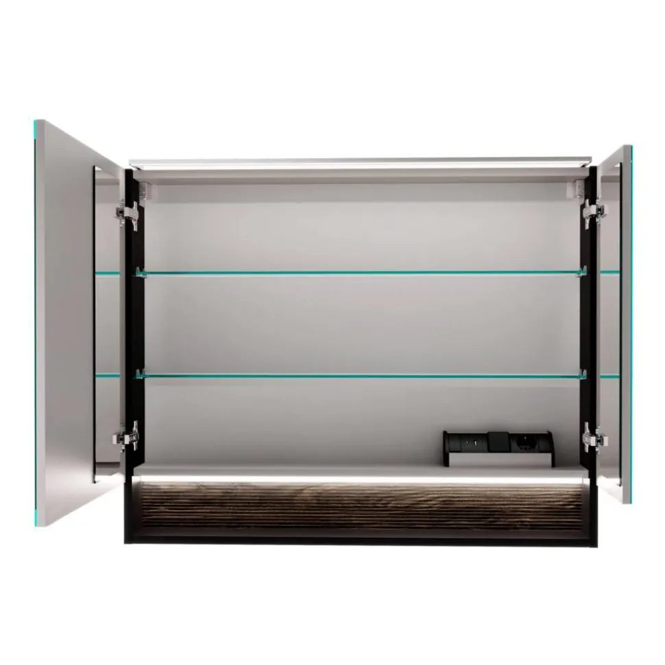 LED-Spiegelschrank 'B.Paris' schwarz matt 90 x 71,8 x 15,6 cm