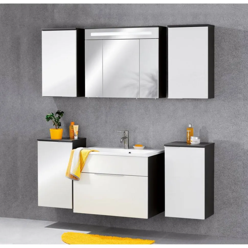LED-Spiegelschrank 'Kara' anthrazit, weiß matt 79,5 x 70 x 22,5 cm