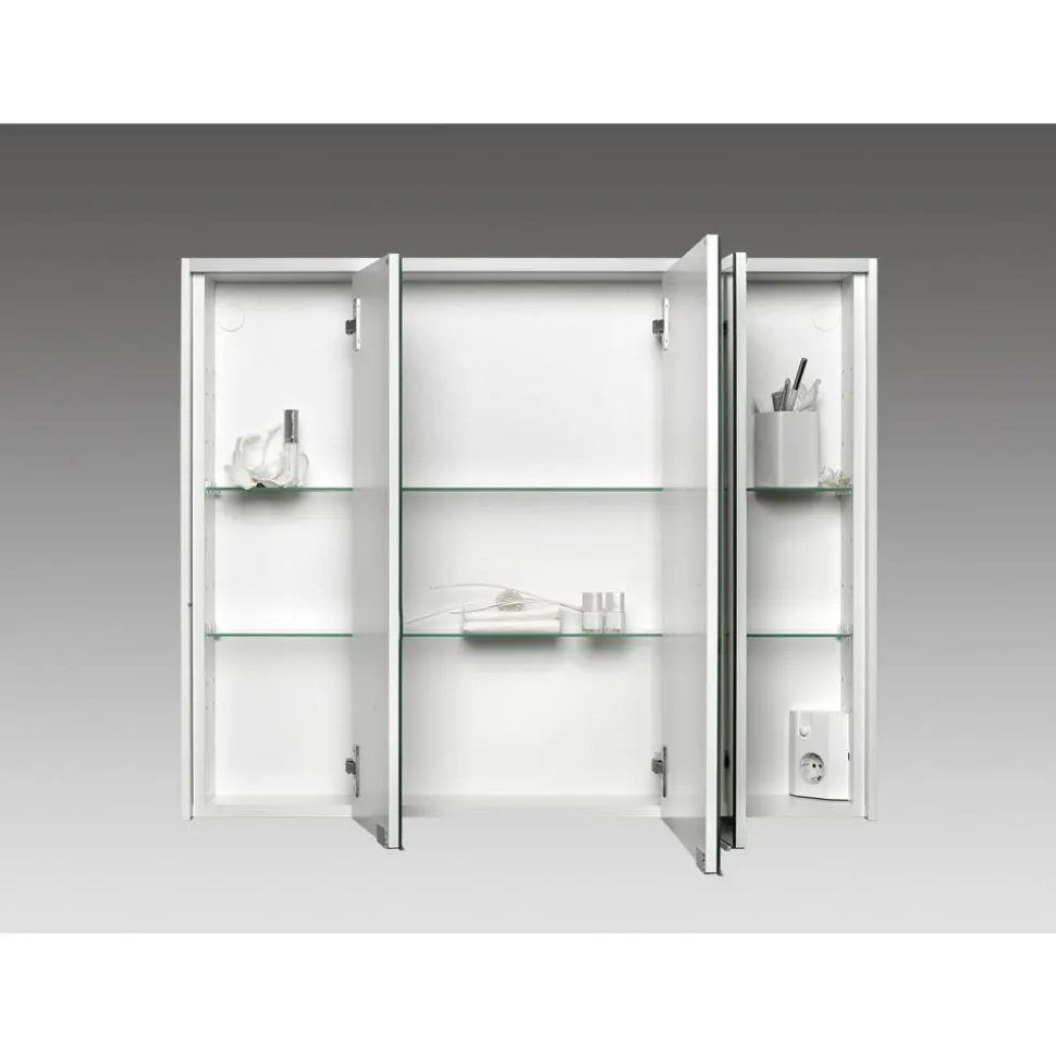 LED-Spiegelschrank 'KHX' weiß matt 90,4 x 74 x 14,2 cm