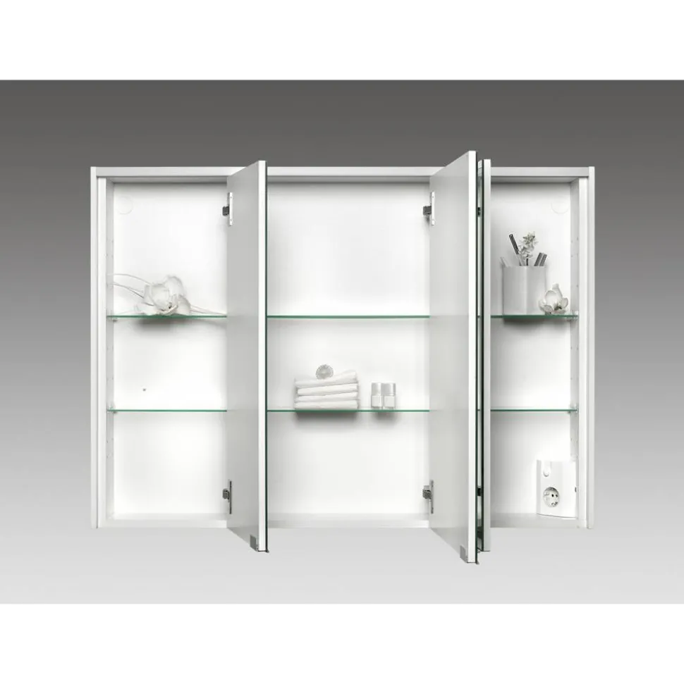 LED-Spiegelschrank 'KHX' weiß Hochglanz 100,4 x 74 x 14,2 cm