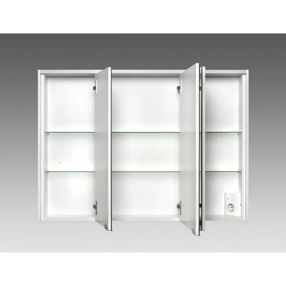 LED-Spiegelschrank 'KHX' weiß Hochglanz 100,4 x 74 x 14,2 cm