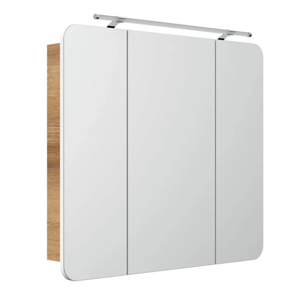 LED-Spiegelschrank 'Milano' braun 89,9 x 78 x 15,8 cm