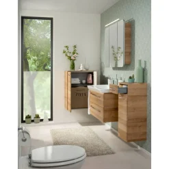 LED-Spiegelschrank 'Milano' braun 89,9 x 78 x 15,8 cm