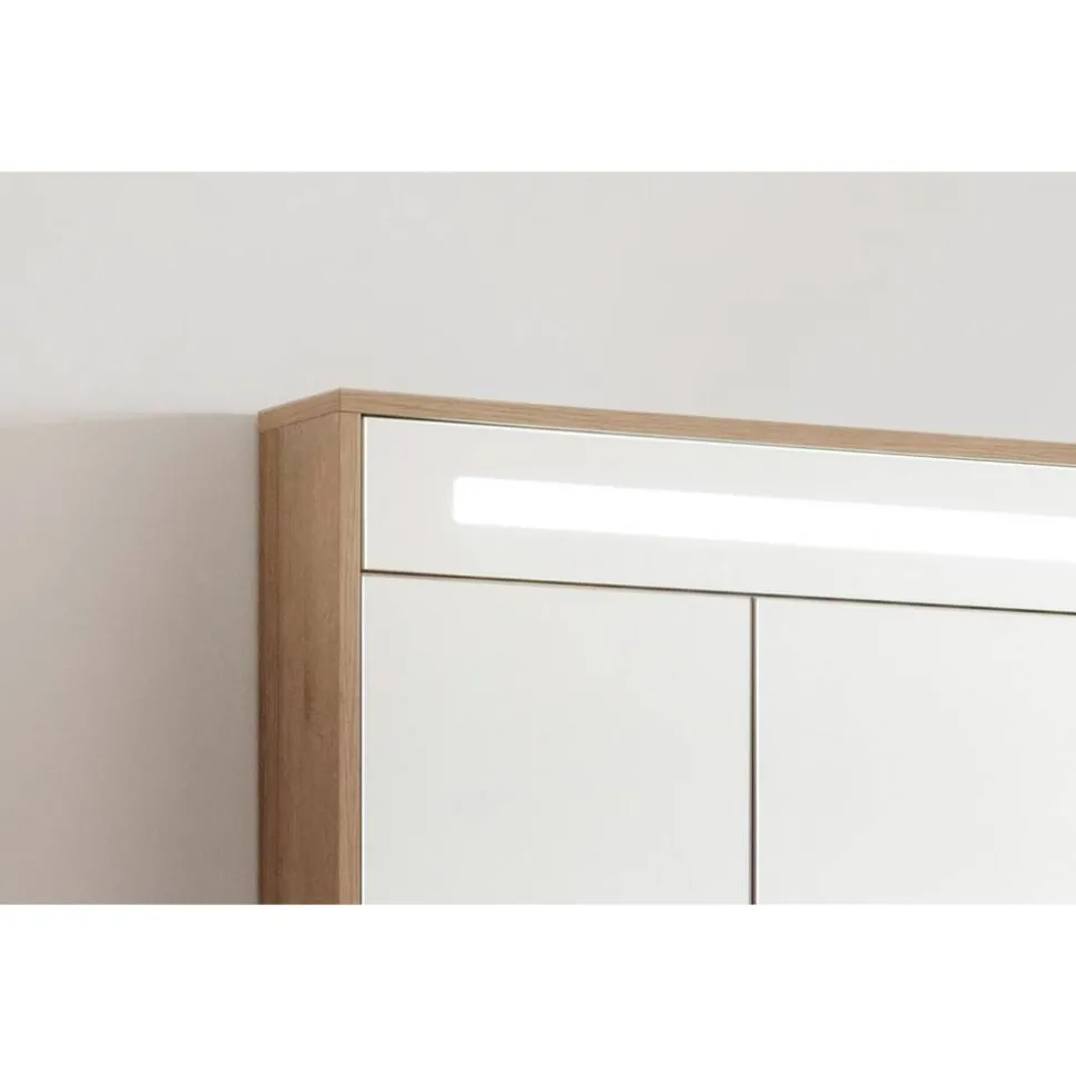 LED-Spiegelschrank 'Natura' braun 93,4 x 84 x 15,5 cm