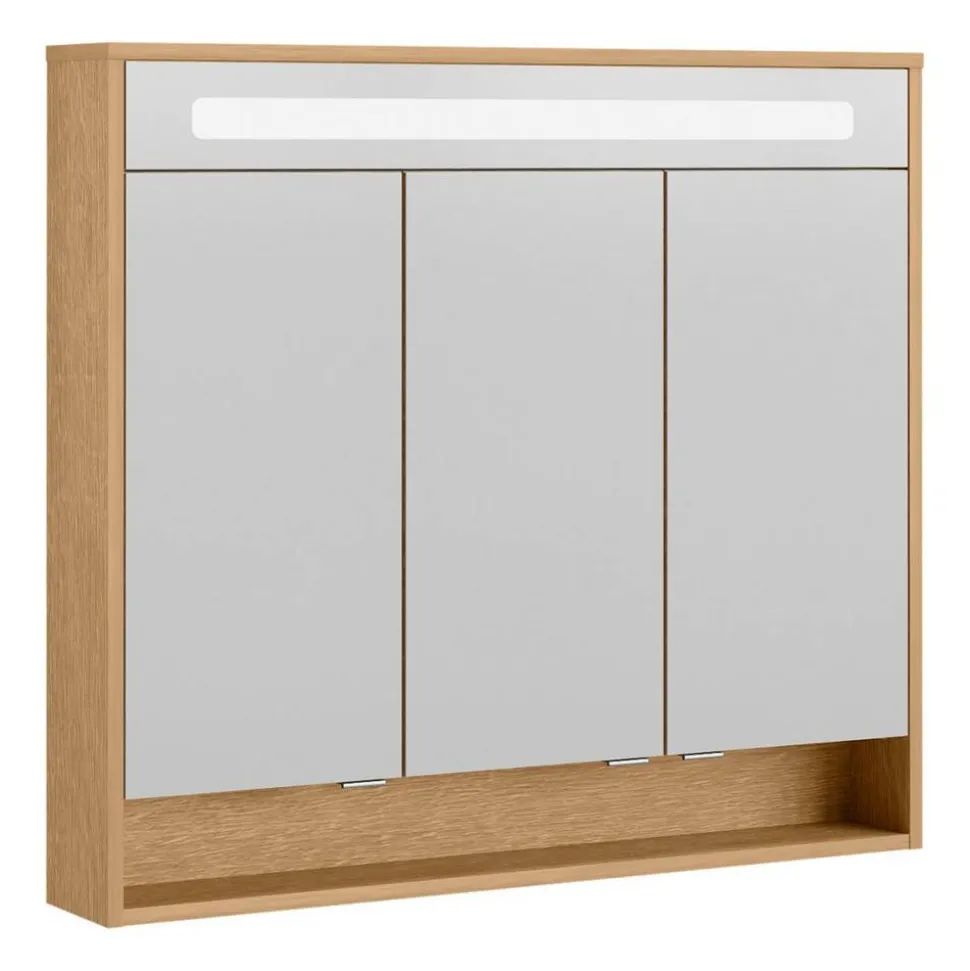 LED-Spiegelschrank 'Natura' braun 93,4 x 84 x 15,5 cm