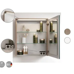 LED-Spiegelschrank 'Oxford' braun 60,2 x 69,6 x 20 cm