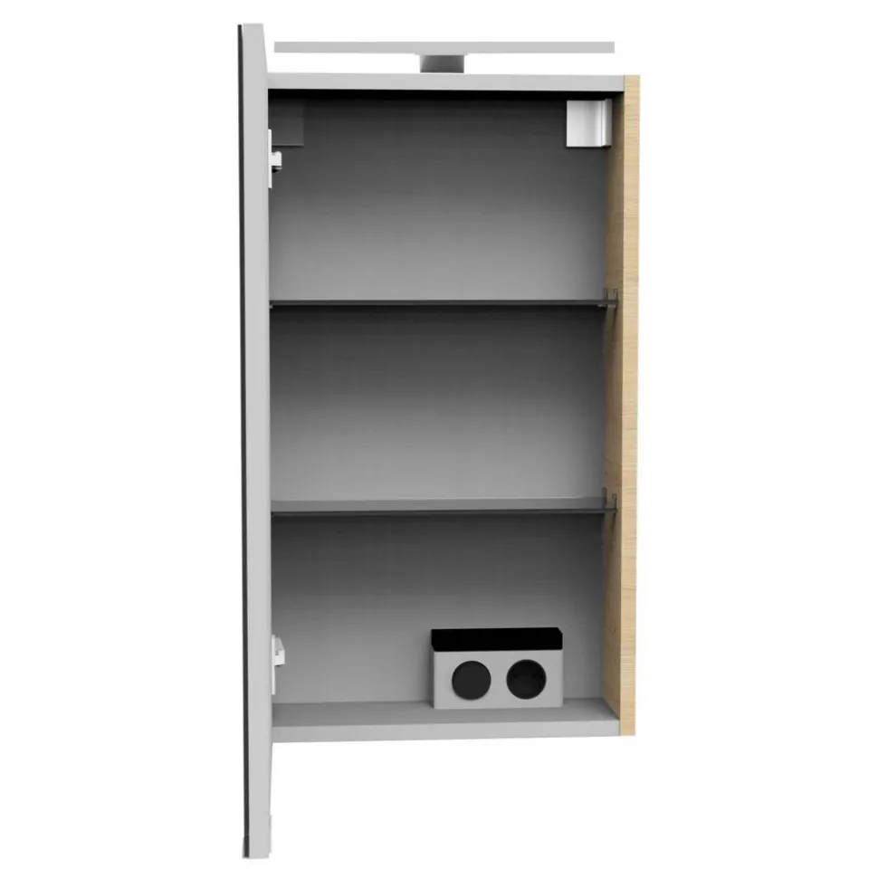LED-Spiegelschrank 'SBC' braun 40 x 68 x 15,3 cm links
