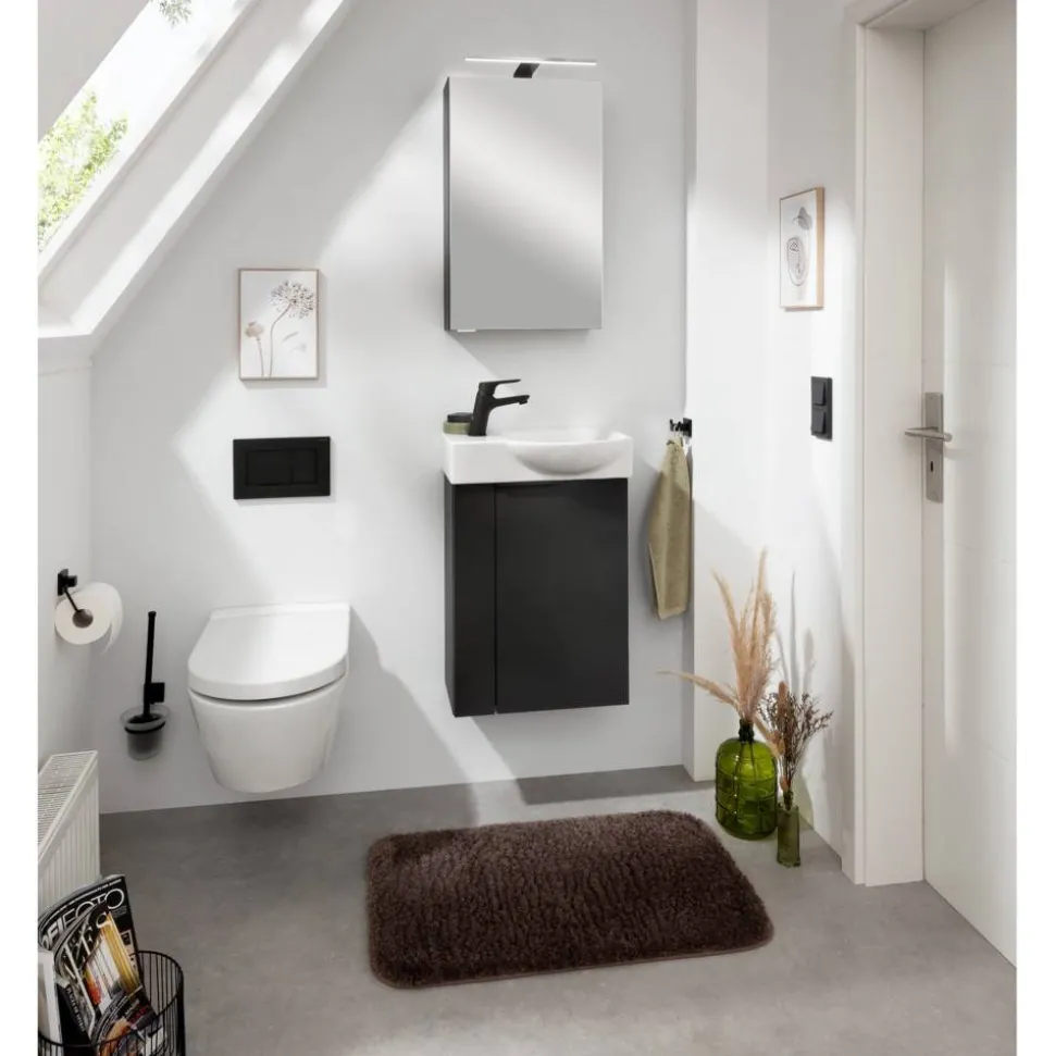 LED-Spiegelschrank 'SBC' schwarz matt 40 x 68 x 15,3 cm rechts