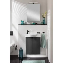 LED-Spiegelschrank 'SBC' schwarz matt 50 x 68 x 15,3 cm links