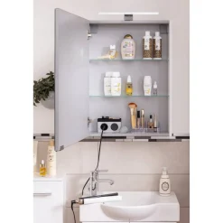 LED-Spiegelschrank 'SBC' weiß 50 x 68 x 15,3 cm links
