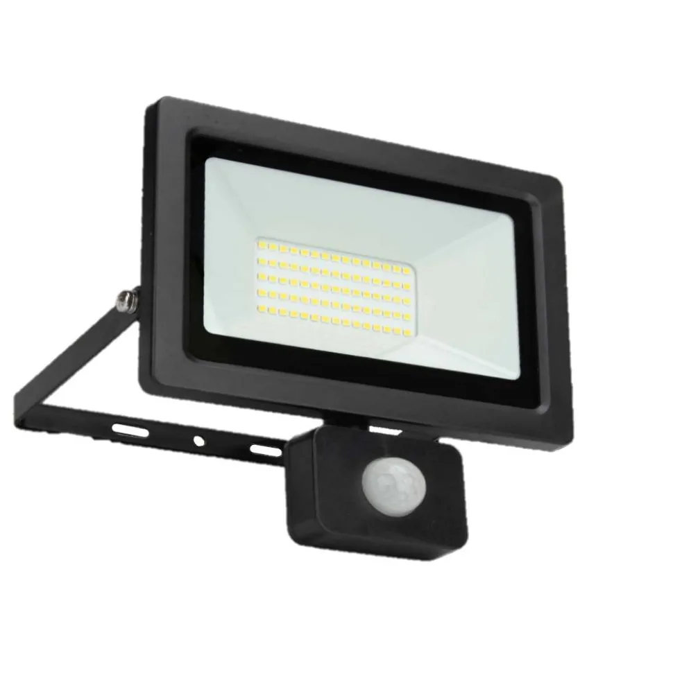 LED-Wandfluter mit Bewegungsmelder schwarz 50 W 3800 lm