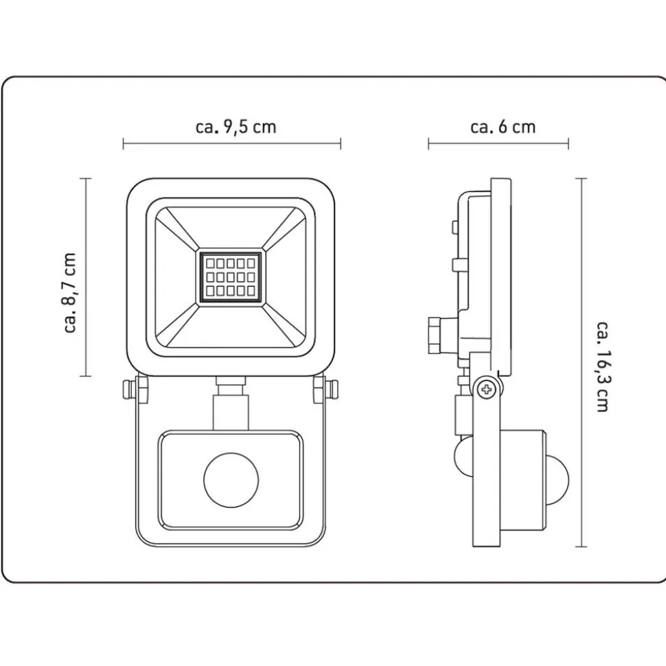 LED-Wandfluter mit Bewegungsmelder schwarz 10 W 720 lm