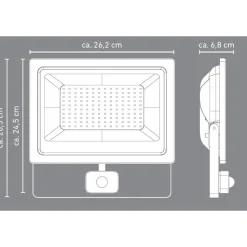 LED-Wandfluter mit Bewegungsmelder schwarz 100 W 7600 lm