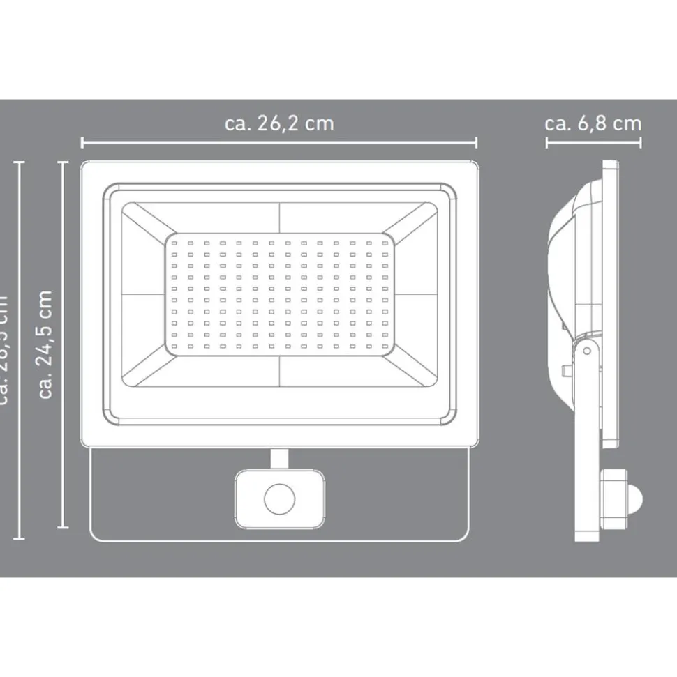 LED-Wandfluter mit Bewegungsmelder schwarz 100 W 7600 lm