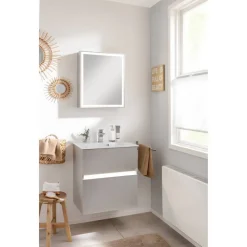 LED-Waschbeckenunterschrank 'Foton' grau matt 60 x 65 x 41,5 cm