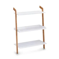 Leiterregal Bambus/MDF weiß 60 x 84 x 30 cm