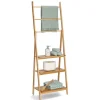 Leiterregal mit 3 Ablagen Bambus naturfarben 53 x 153,5 x 30,5 cm