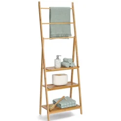 Leiterregal mit 3 Ablagen Bambus naturfarben 53 x 153,5 x 30,5 cm