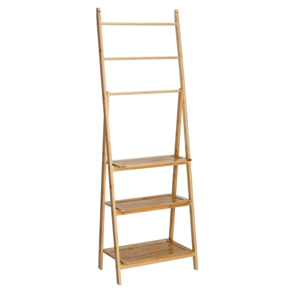 Leiterregal mit 3 Ablagen Bambus naturfarben 53 x 153,5 x 30,5 cm