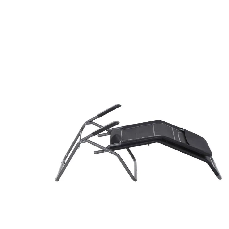 Liegestuhl 'Anco' klappbar schwarz 72,5 x 103,5 x 144 cm