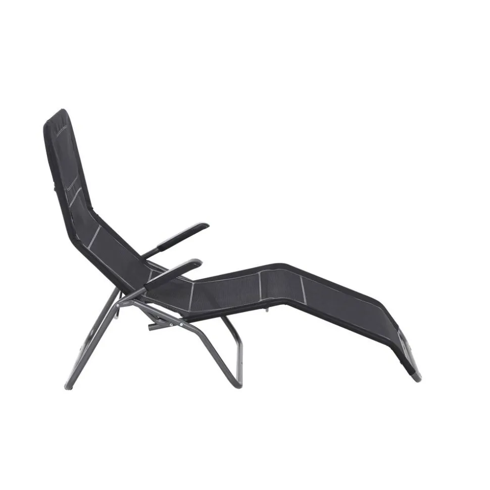Liegestuhl 'Anco' klappbar schwarz 72,5 x 103,5 x 144 cm
