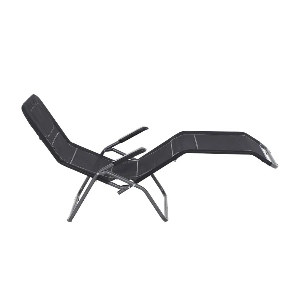 Liegestuhl 'Anco' klappbar schwarz 72,5 x 103,5 x 144 cm