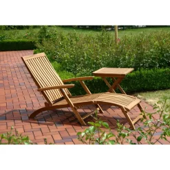 Liegestuhl 'Paleros' klappbar Akazienholz braun 60 x 90 x 147 cm