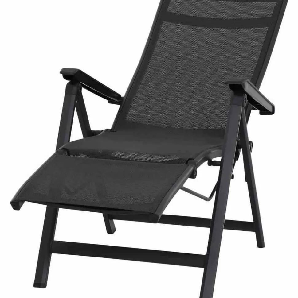Liegestuhl 'Tesoro' klappbar Aluminium schwarz 60,5 x 111 x 72 cm