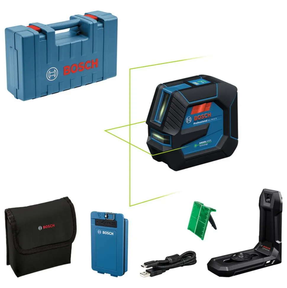 Linienlaser 'GLL 20-22G Professional' mit Akku, Tasche und Laserzieltafel