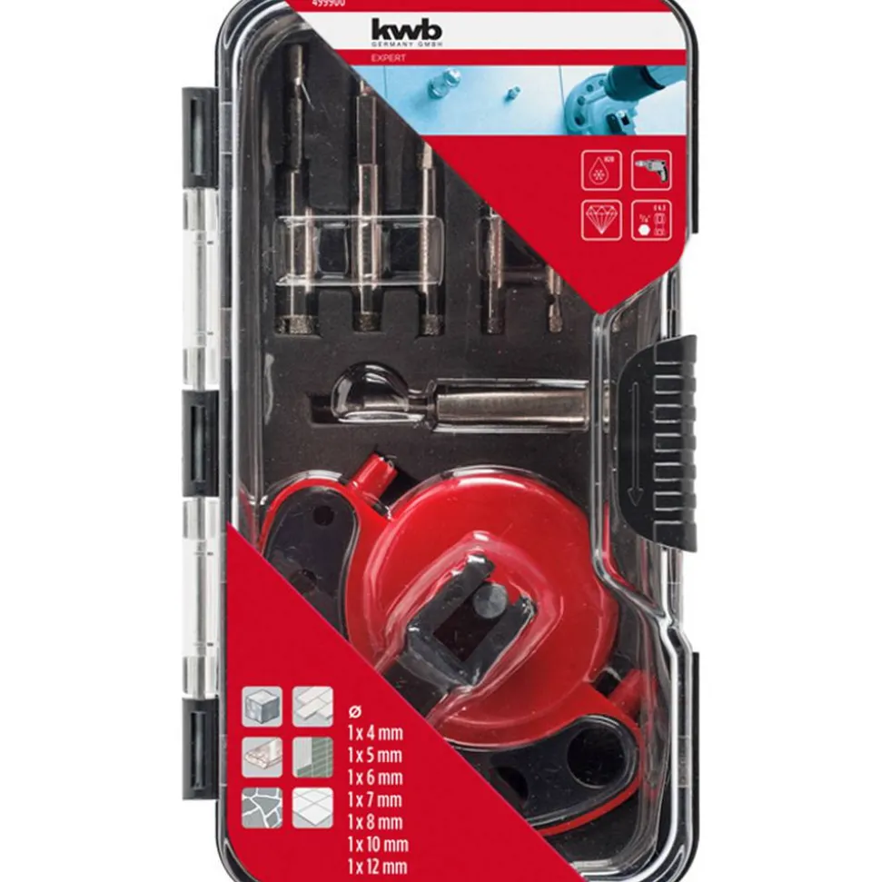 Lochsägen-Set mit Bohrschablone Ø 4-12 mm 8-teilig