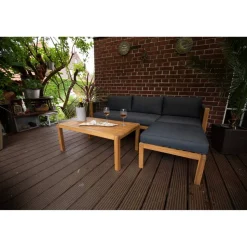 Loungemöbelset 'Malaga' Akazienholz dunkelgrau 3-teilig