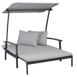 Loungesofa 'Tiara' 2-Sitzer Aluminium grau/schwarz 138 x 147 x 97 cm