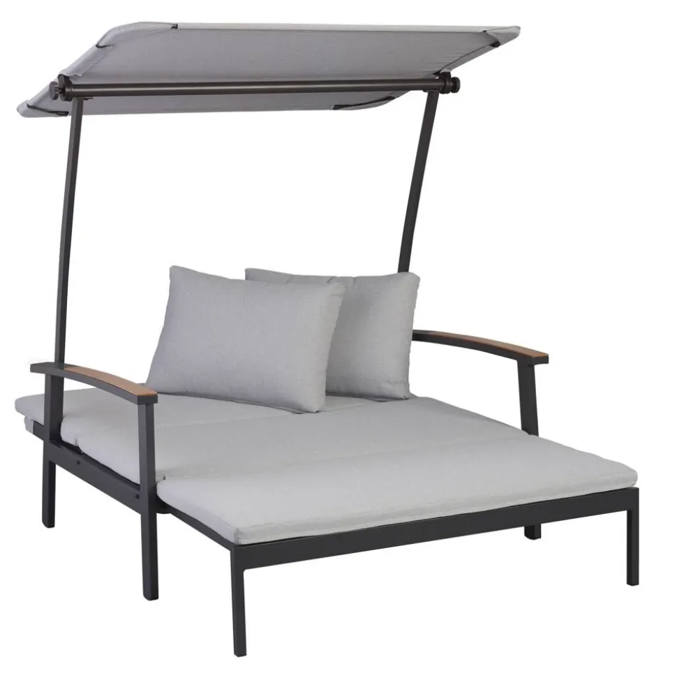 Loungesofa 'Tiara' 2-Sitzer Aluminium grau/schwarz 138 x 147 x 97 cm