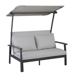 Loungesofa 'Tiara' 2-Sitzer Aluminium grau/schwarz 138 x 147 x 97 cm