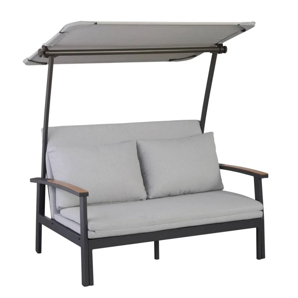 Loungesofa 'Tiara' 2-Sitzer Aluminium grau/schwarz 138 x 147 x 97 cm