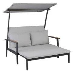 Loungesofa 'Tiara' 2-Sitzer Aluminium grau/schwarz 138 x 147 x 97 cm