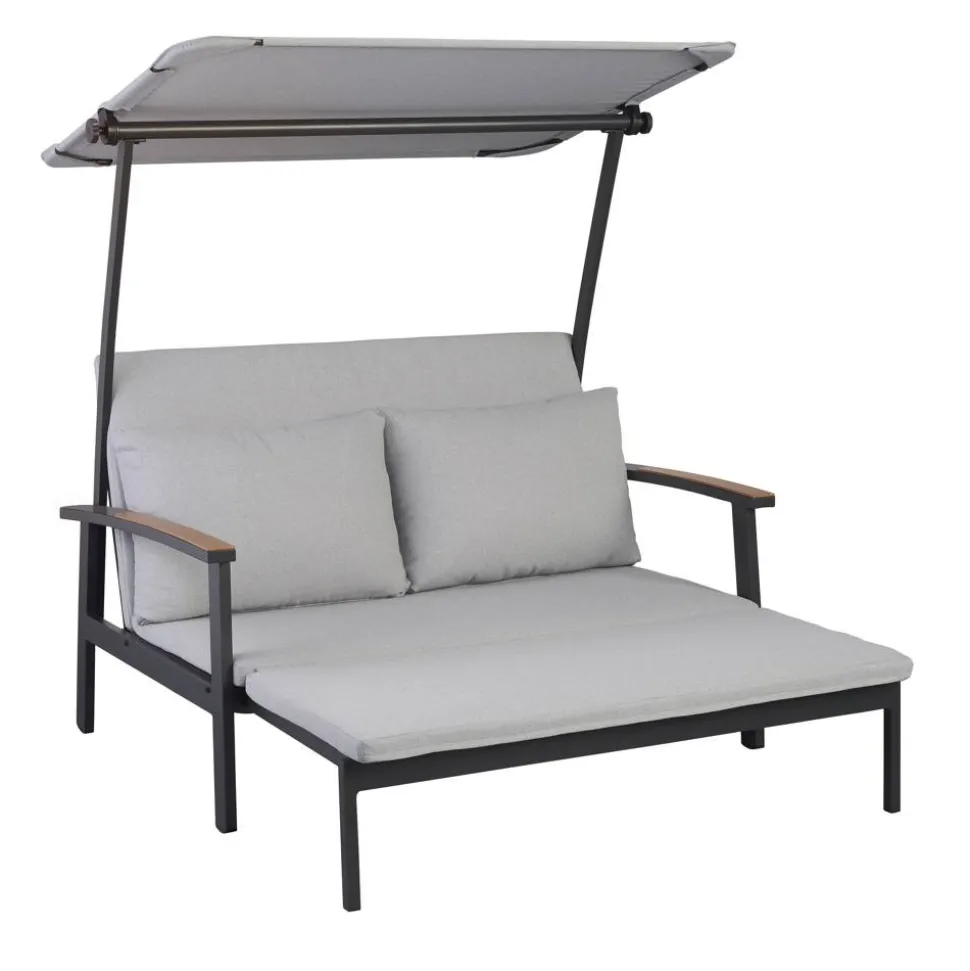 Loungesofa 'Tiara' 2-Sitzer Aluminium grau/schwarz 138 x 147 x 97 cm