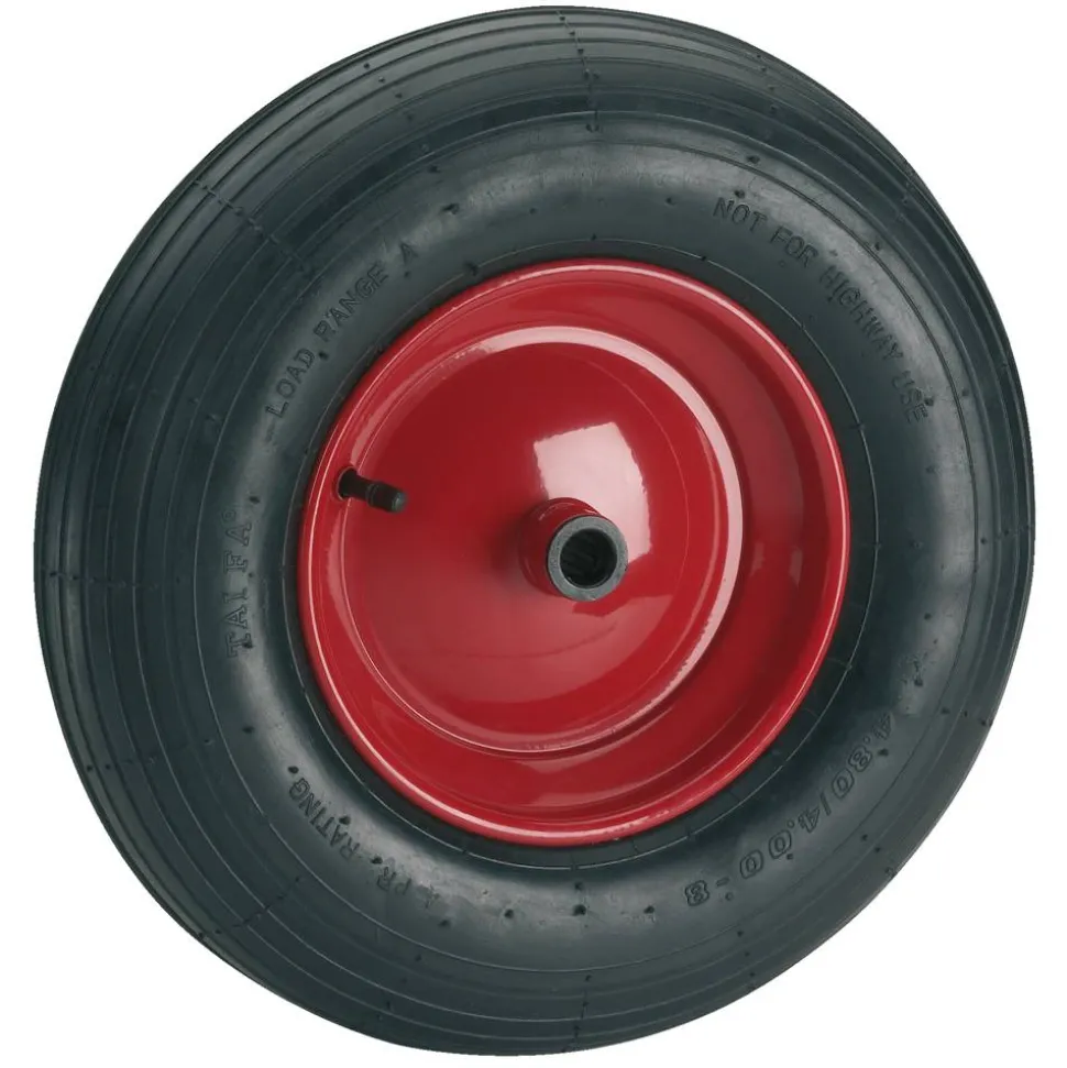 Luftrad Ø 400 mm mit roter Metallfelge, Rollenlager und Rillenprofil