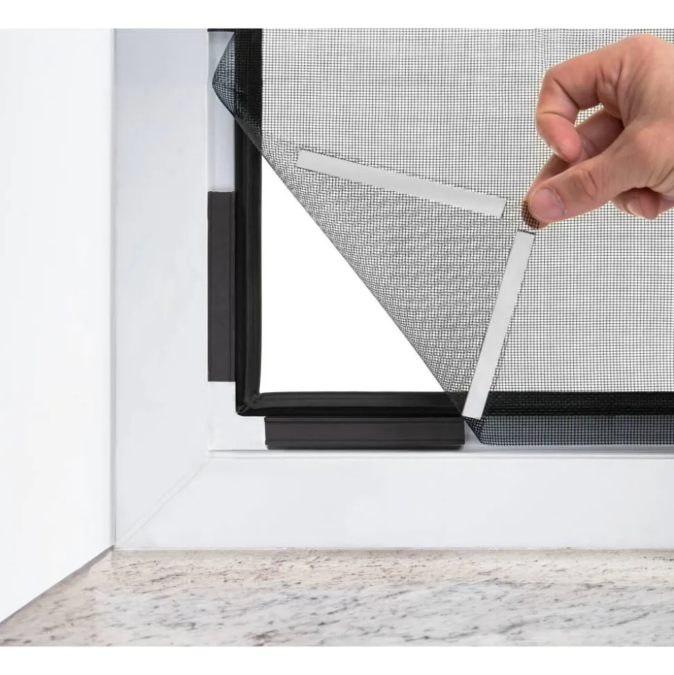 Magnet-Fliegengitterfenster 'Deluxe' schwarz 130 x 150 cm