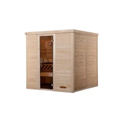 Massivholz-Elementsauna 'Kemi 4' Fichte natur, Glastür 188 x 188 x 200cm